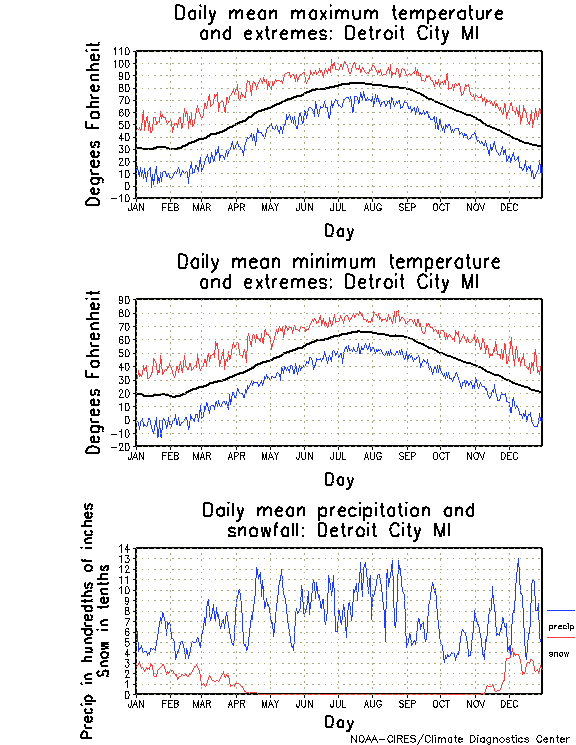 Detroit City, Michigan Annual Temperature Graph